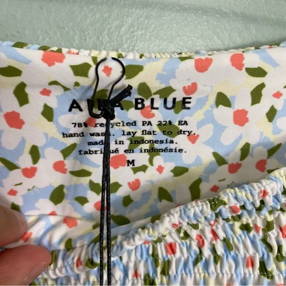 Free People Aila Blue Dandy Garden Swim‎ Bikini Bottoms Blue M